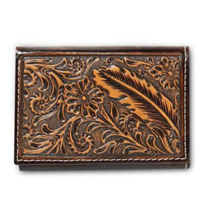 ARIAT TRIFOLD WALLET FEATHER EMBOSSED