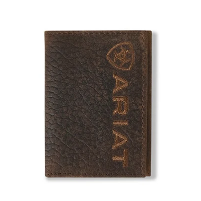 ARIAT TRIFOLD WALLET RODEO BULLHIDE ARIAT EMBLEM