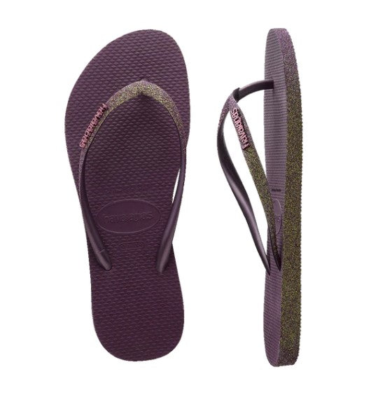 HAVAIANA SLIM SPARKLE II AUBERGINE THONGS Saddleworld NT