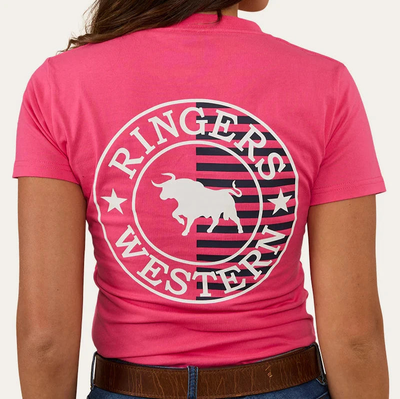 RINGERS WESTERN SIGNATURE BULL FLAG WOMENS CLASSIC FIT T-SHIRT