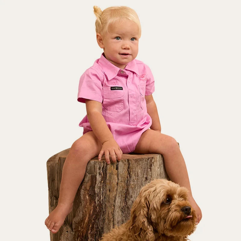 RINGERS WESTERN BABIES SHORT SLEEVE WORK SHIRT ROMPER