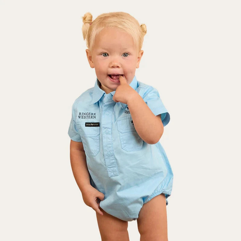 RINGERS WESTERN BABIES SHORT SLEEVE WORK SHIRT ROMPER