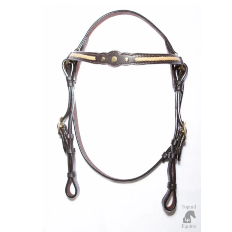 TOPRAIL LEATHER SHOW BRIDLE WITH GOLD PLAIT