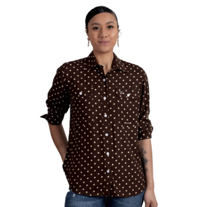 JUST COUNTRY WOMENS ABBEY FULL BUTTON PRINT WORKSHIRT