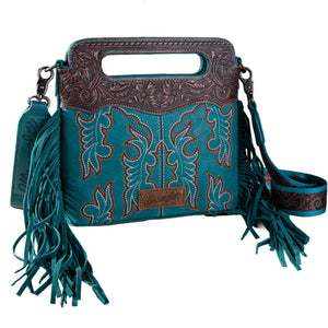 WRANGLER EMBROIDERED FRINGE CROSSBODY BAG