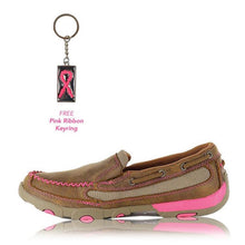 Load image into Gallery viewer, TWISTED X WOMENS PINK RIBBON PULL ON MOCS
