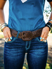 Load image into Gallery viewer, HITCHLEY &amp; HARROW PLAITED BELT WITH SQUARE BUCKLE
