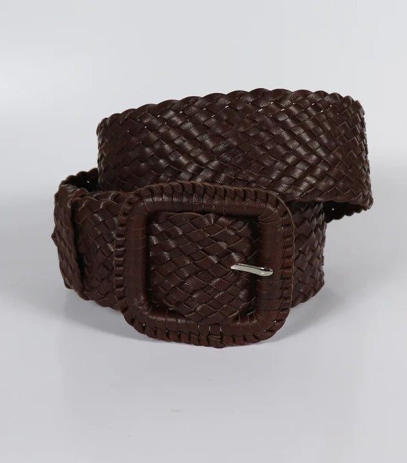 HITCHLEY & HARROW PLAITED BELT WITH SQUARE BUCKLE