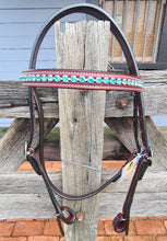 Load image into Gallery viewer, TOPRAIL LEATHER BRIDLE WITH TURQUOISE BEADING
